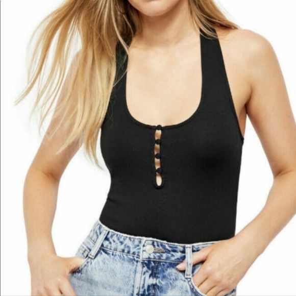 NWT Free People Hang Out Henley Racer Back Tank Top - Picture 7 of 10